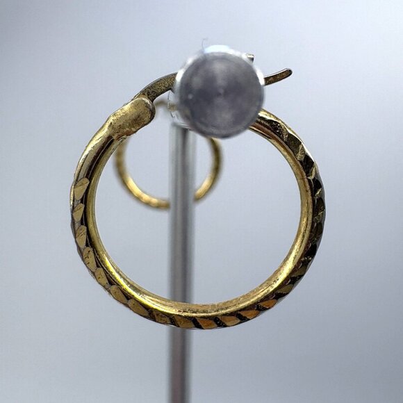 VTG Gold Over Sterling Silver 925 Hoop Earrings Hinged Posts Size 0.75" Length - Picture 3 of 9